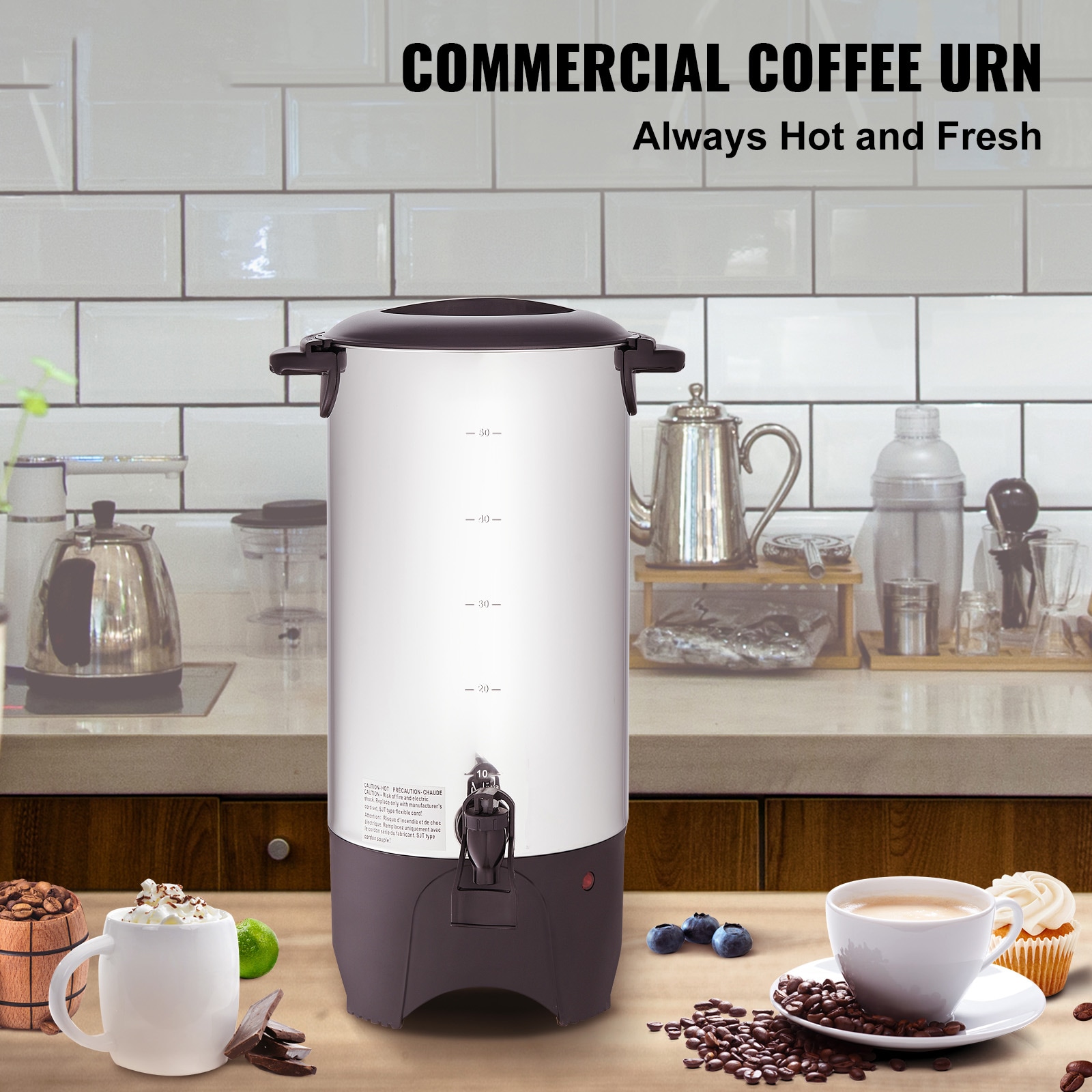 Commercial Coffee Urn Stainless Steel Coffee Maker 50 Cup Dispenser_voghion.com